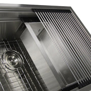 Nantucket Sinks ZR-PS-3220-16 - 32 Inch Pro Series Large Prep Station Single Bowl Undermount Stainless Steel Kitchen Sink, With Included Rolling Mat, Grid, Colander, and Drain. - view 2