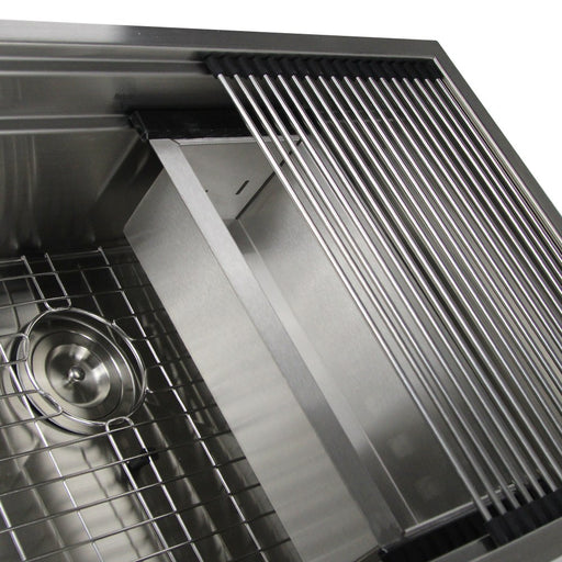 Nantucket Sinks ZR-PS-3220-16 - 32 Inch Pro Series Large Prep Station Single Bowl Undermount Stainless Steel Kitchen Sink, With Included Rolling Mat, Grid, Colander, and Drain. - view 2
