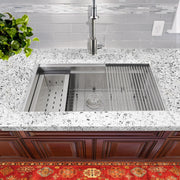 Nantucket Sinks ZR-PS-3220-16 - 32 Inch Pro Series Large Prep Station Single Bowl Undermount Stainless Steel Kitchen Sink, With Included Rolling Mat, Grid, Colander, and Drain. - view 5