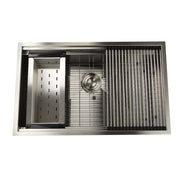 Nantucket Sinks ZR-PS-3220-16 - 32 Inch Pro Series Large Prep Station Single Bowl Undermount Stainless Steel Kitchen Sink, With Included Rolling Mat, Grid, Colander, and Drain.