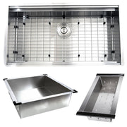 Nantucket Sinks ZR-PS-3620-16 - 36 Inch Pro Series Large Prep Station Single Bowl Undermount Stainless Steel Kitchen Sink with Compatible Accessories - view 2