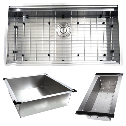 Nantucket Sinks ZR-PS-3620-16 - 36 Inch Pro Series Large Prep Station Single Bowl Undermount Stainless Steel Kitchen Sink with Compatible Accessories - view 2