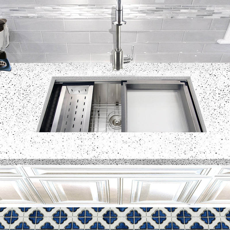 Nantucket Sinks ZR-PS-3620-16 - 36 Inch Pro Series Large Prep Station Single Bowl Undermount Stainless Steel Kitchen Sink with Compatible Accessories - view 7