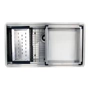 Nantucket Sinks ZR-PS-3620-16 - 36 Inch Pro Series Large Prep Station Single Bowl Undermount Stainless Steel Kitchen Sink with Compatible Accessories