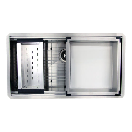 Nantucket Sinks ZR-PS-3620-16 - 36 Inch Pro Series Large Prep Station Single Bowl Undermount Stainless Steel Kitchen Sink with Compatible Accessories