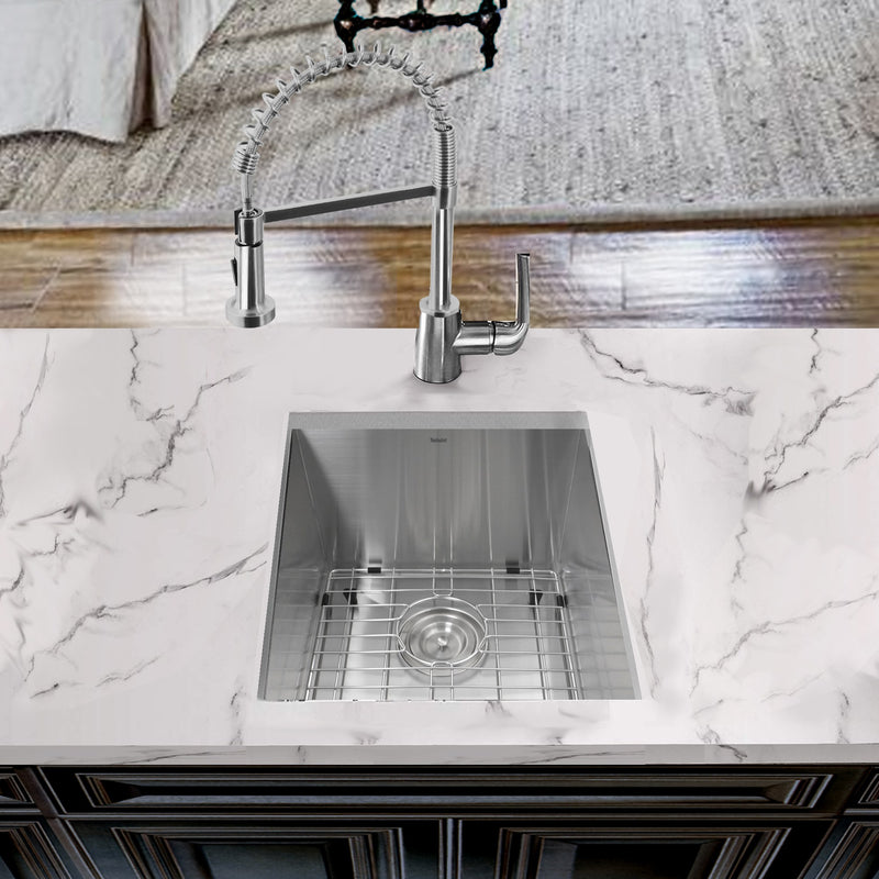 Nantucket Sinks ZR1815 - 15 Inch Pro Series Rectangle Undermount Zero Radius Stainless Steel Bar/Prep Sink - view 6