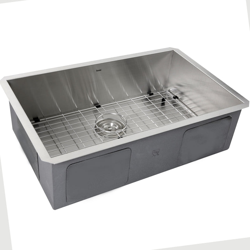 Nantucket Sinks ZR2818-8-16 - 28 Inch Pro Series Large Rectangle Single Bowl Undermount Zero Radius Stainless Steel Kitchen Sink, 8 Inch Deep - view 2