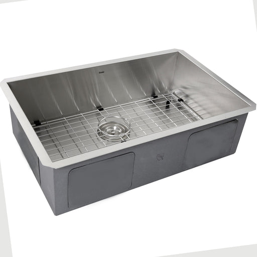 Nantucket Sinks ZR2818-8-16 - 28 Inch Pro Series Large Rectangle Single Bowl Undermount Zero Radius Stainless Steel Kitchen Sink, 8 Inch Deep - view 2