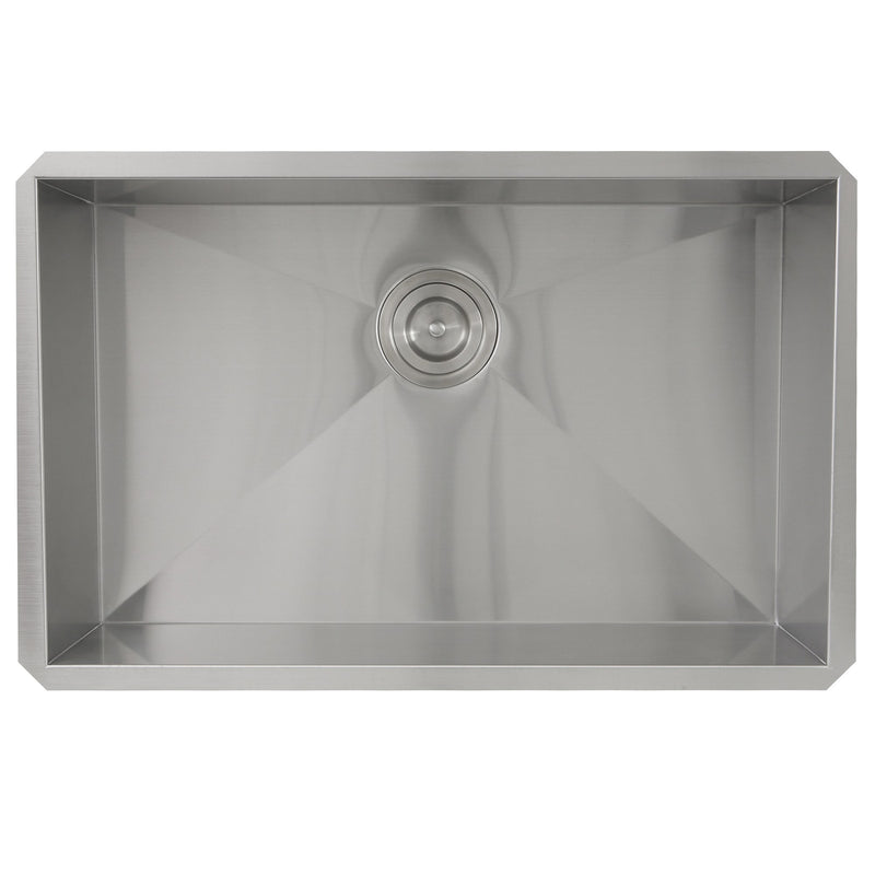 Nantucket Sinks ZR2818-8-16 - 28 Inch Pro Series Large Rectangle Single Bowl Undermount Zero Radius Stainless Steel Kitchen Sink, 8 Inch Deep - view 5