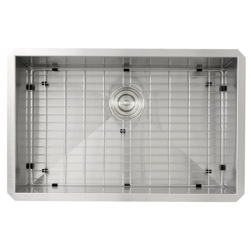 Nantucket Sinks ZR2818-8-16 - 28 Inch Pro Series Large Rectangle Single Bowl Undermount Zero Radius Stainless Steel Kitchen Sink, 8 Inch Deep