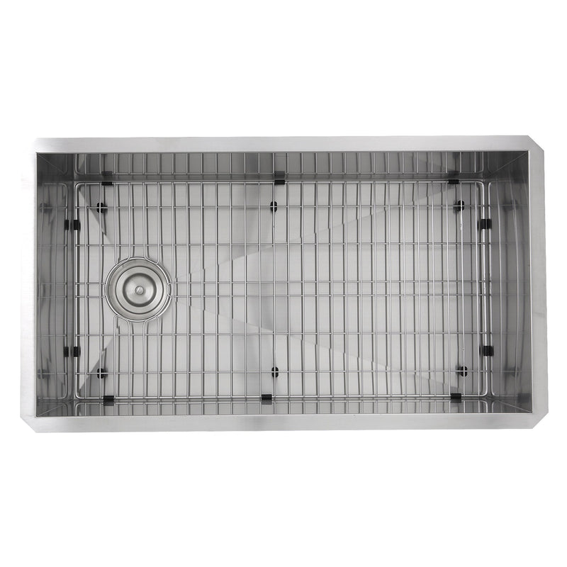 Nantucket Sinks ZR3218-OSD - 32 Inch Pro Series Large Rectangle Single Bowl Undermount Small Radius Stainless Steel Kitchen Sink, Offset Drain - view 2