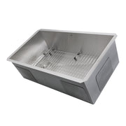 Nantucket Sinks ZR3218-OSD - 32 Inch Pro Series Large Rectangle Single Bowl Undermount Small Radius Stainless Steel Kitchen Sink, Offset Drain - view 4