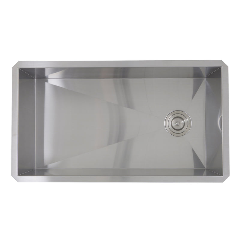 Nantucket Sinks ZR3218-OSD - 32 Inch Pro Series Large Rectangle Single Bowl Undermount Small Radius Stainless Steel Kitchen Sink, Offset Drain - view 6
