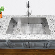 Nantucket Sinks ZR3218-OSD - 32 Inch Pro Series Large Rectangle Single Bowl Undermount Small Radius Stainless Steel Kitchen Sink, Offset Drain - view 7