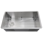 Nantucket Sinks ZR3218-OSD - 32 Inch Pro Series Large Rectangle Single Bowl Undermount Small Radius Stainless Steel Kitchen Sink, Offset Drain