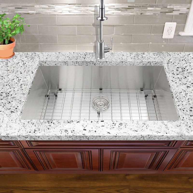 Nantucket Sinks ZR3219-16 - 32 Inch Pro Series Large Rectangle Single Bowl Undermount Zero Radius Stainless Steel Kitchen Sink - view 6