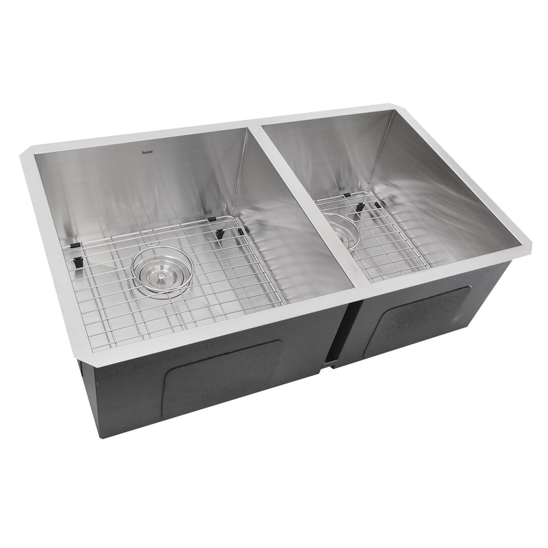 Nantucket Sinks ZR3219-OS-16 - 32 Inch Pro Series 55/45 Offset Double bowl Undermount Zero Radius Stainless Steel Kitchen Sink - view 2