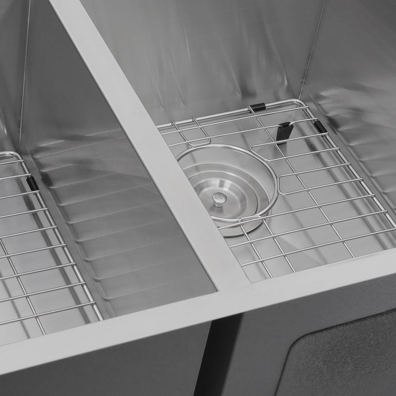 Nantucket Sinks ZR3219-OS-16 - 32 Inch Pro Series 55/45 Offset Double bowl Undermount Zero Radius Stainless Steel Kitchen Sink - view 3