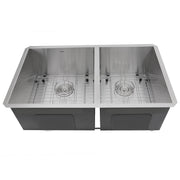 Nantucket Sinks ZR3219-OS-16 - 32 Inch Pro Series 55/45 Offset Double bowl Undermount Zero Radius Stainless Steel Kitchen Sink - view 4