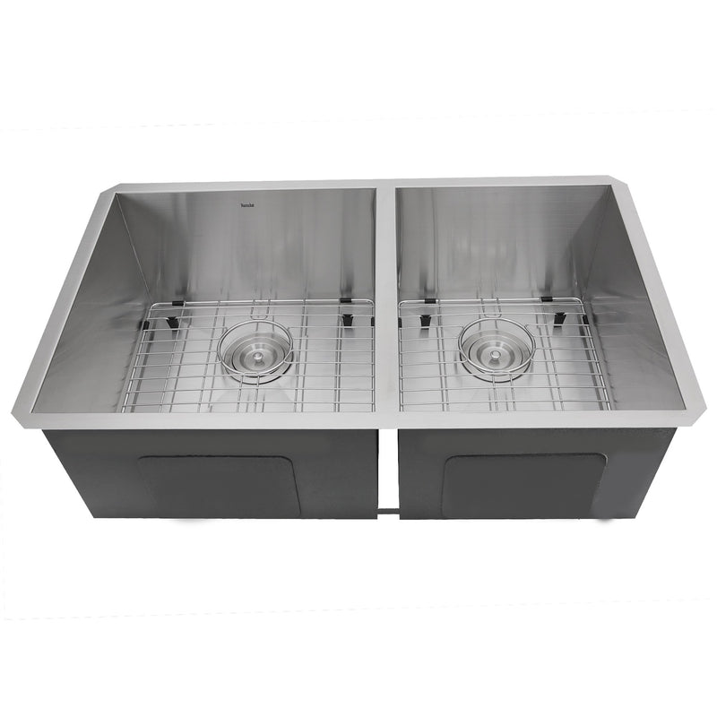 Nantucket Sinks ZR3219-OS-16 - 32 Inch Pro Series 55/45 Offset Double bowl Undermount Zero Radius Stainless Steel Kitchen Sink - view 4