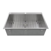Nantucket Sinks ZR3322-S-16 - 33 Inch Large Rectangle Single Bowl Self Rimming Zero Radius Stainless Steel Drop In Kitchen Sink, 16 Gauge -1 Hole - view 2