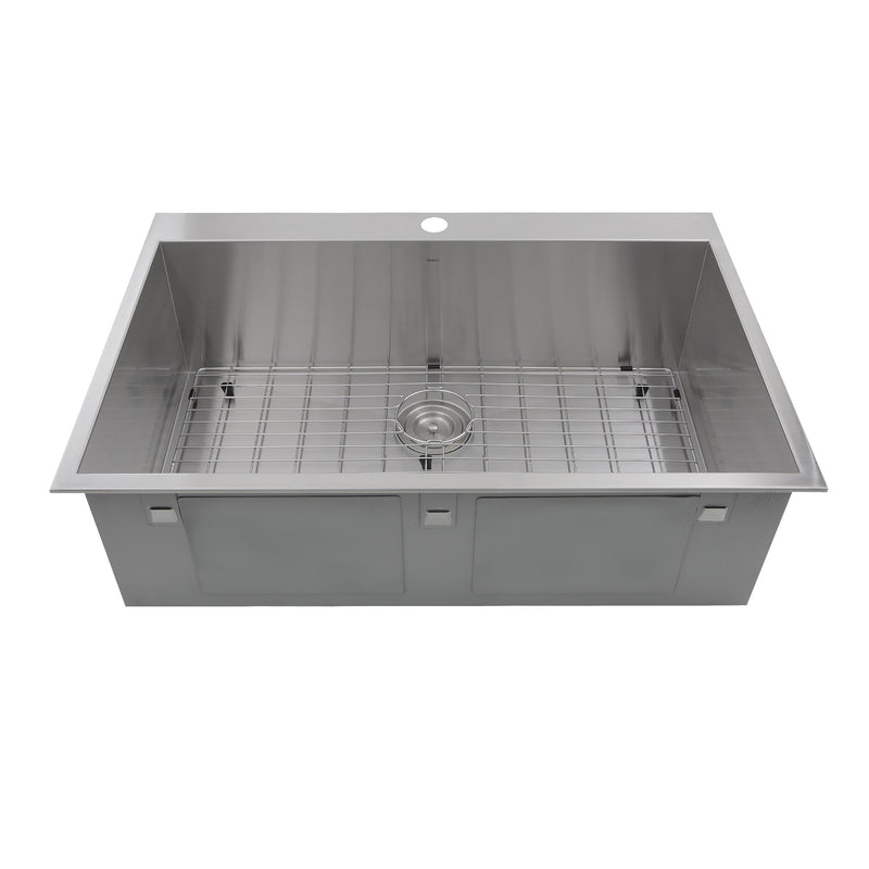 Nantucket Sinks ZR3322-S-16 - 33 Inch Large Rectangle Single Bowl Self Rimming Zero Radius Stainless Steel Drop In Kitchen Sink, 16 Gauge -1 Hole - view 2