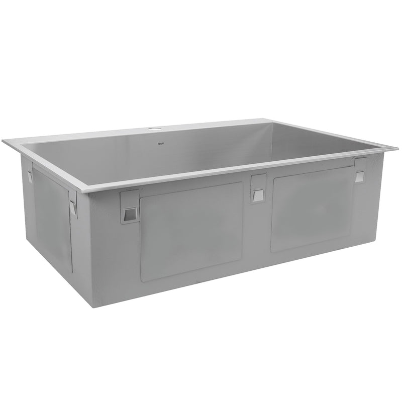 Nantucket Sinks ZR3322-S-16 - 33 Inch Large Rectangle Single Bowl Self Rimming Zero Radius Stainless Steel Drop In Kitchen Sink, 16 Gauge -1 Hole - view 4