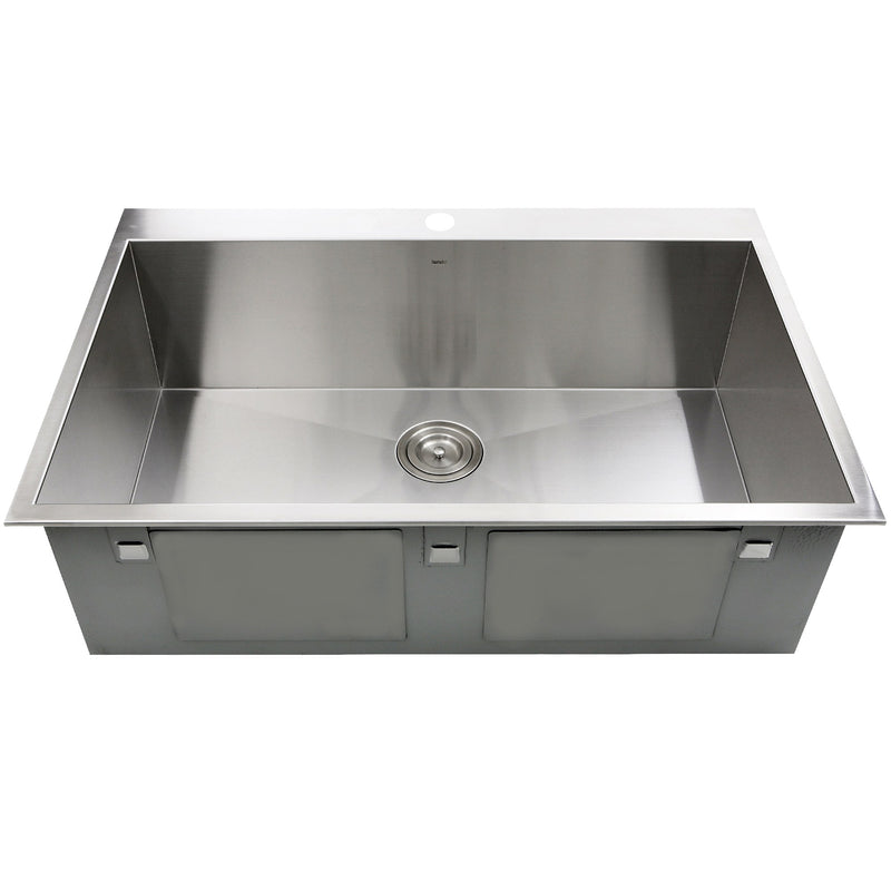 Nantucket Sinks ZR3322-S-16 - 33 Inch Large Rectangle Single Bowl Self Rimming Zero Radius Stainless Steel Drop In Kitchen Sink, 16 Gauge -1 Hole - view 5