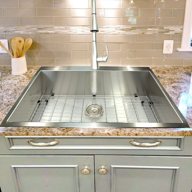 Nantucket Sinks ZR3322-S-16 - 33 Inch Large Rectangle Single Bowl Self Rimming Zero Radius Stainless Steel Drop In Kitchen Sink, 16 Gauge -1 Hole - view 6