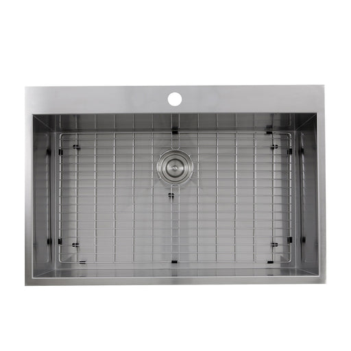 Nantucket Sinks ZR3322-S-16 - 33 Inch Large Rectangle Single Bowl Self Rimming Zero Radius Stainless Steel Drop In Kitchen Sink, 16 Gauge -1 Hole