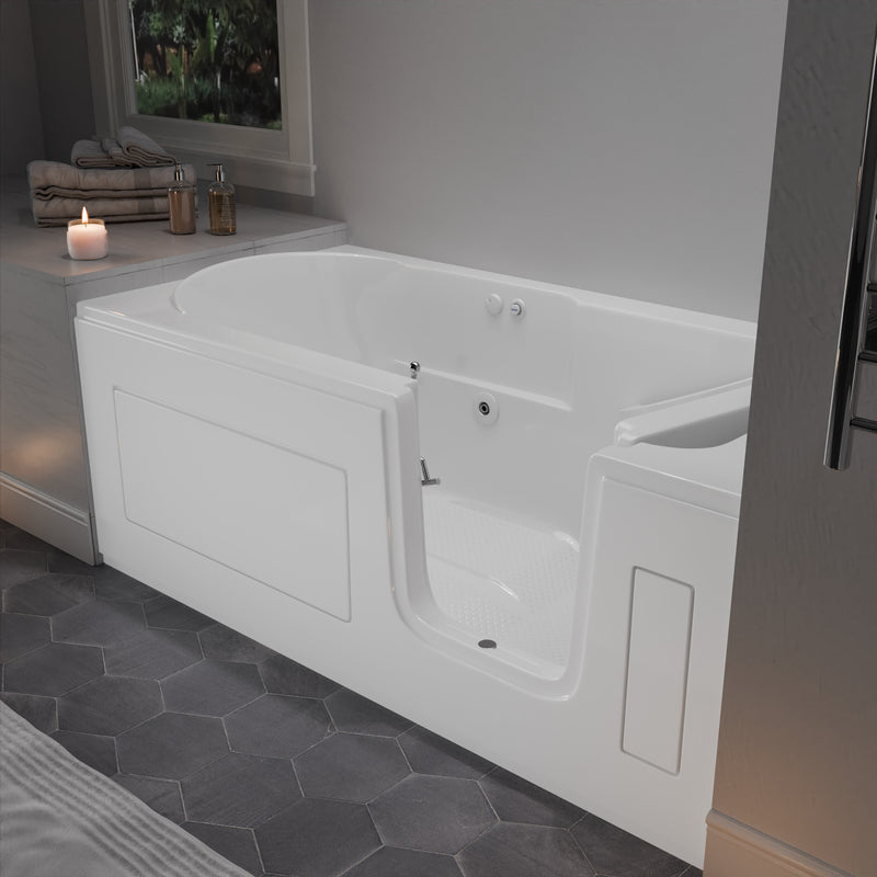 Meditub 3060SIRWH Collection 30 x 59 Whirlpool Jetted Bathtub with Right Drain in White with Easy Step Door