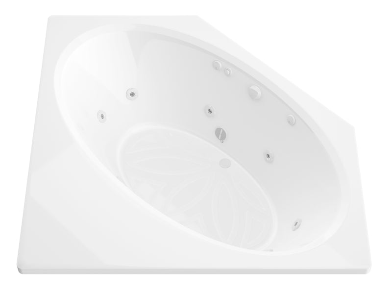 Atlantis Whirlpool 6060VWL Mali Series 83 in. x 62 in. Corner Whirlpool Bathtub with Center drain and V-Style Back Jets in Glossy Smooth White