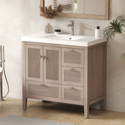 Moreno Bath NCS36-R NCS 36" Louvered Freestanding Bathroom Vanity with Acrylic Sink | Right Side Drawers - view 3