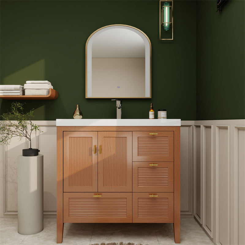 Moreno Bath NCS36-R NCS 36" Louvered Freestanding Bathroom Vanity with Acrylic Sink | Right Side Drawers - view 2