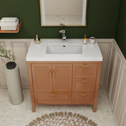 Moreno Bath NCS36-R NCS 36" Louvered Freestanding Bathroom Vanity with Acrylic Sink | Right Side Drawers - view 5