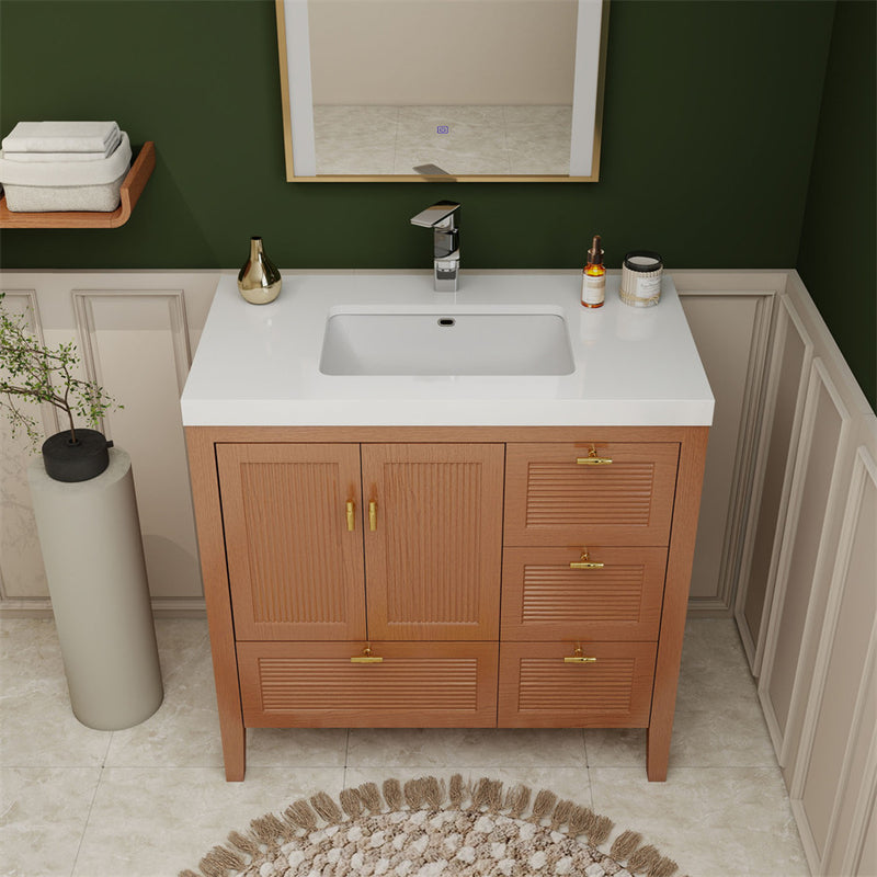 Moreno Bath NCS36-R NCS 36" Louvered Freestanding Bathroom Vanity with Acrylic Sink | Right Side Drawers - view 5