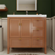 Moreno Bath NCS36-R NCS 36" Louvered Freestanding Bathroom Vanity with Acrylic Sink | Right Side Drawers - view 4