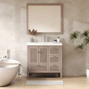 Moreno Bath NCS36-R Louvered Freestanding Bathroom Vanity (Right Side Drawers)