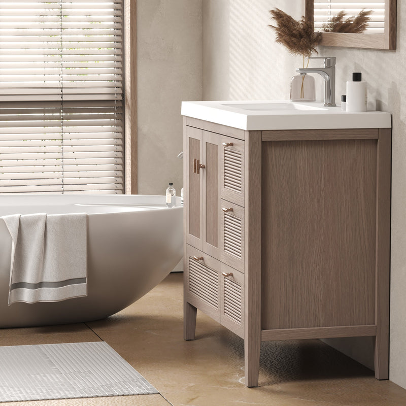 Moreno Bath NCS36-R NCS 36" Louvered Freestanding Bathroom Vanity with Acrylic Sink | Right Side Drawers - view 10