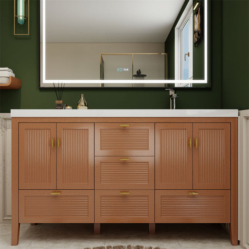 Moreno Bath NCS60S-R NCS 60" Louvered Freestanding Bathroom Vanity with Acrylic Single Right Side Sink - view 3