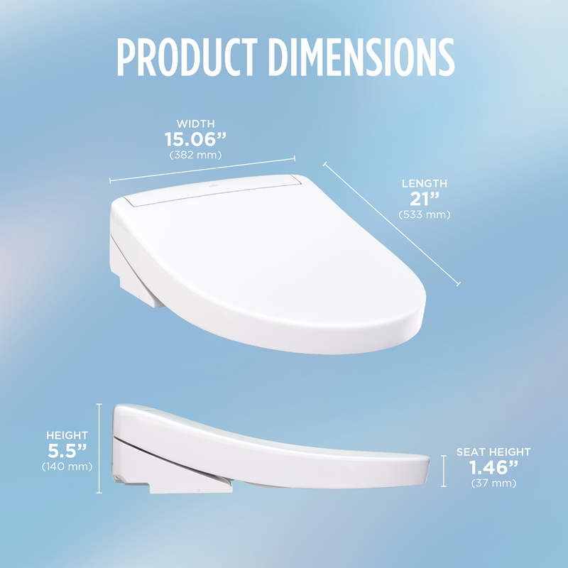 TOTO SW3446#01 WASHLET S5 Electronic Bidet Toilet Seat with Instantaneous Water Heating, PREMIST and EWATER+ Wand Cleaning, Elongated, Cotton White - view 8