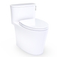 TOTO MS686124CEFRG#01 Aurora One-Piece Elongated 1.28 GPF WASHLET+ and Auto Flush Ready Universal Height Toilet with Right-Hand Trip Lever, CEFIONTECT and SS124 SoftClose Seat, Cotton White