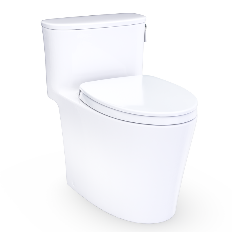 TOTO MS686124CUFRG#01 Aurora 1G One-Piece Elongated 1.0 GPF WASHLET+ and Auto Flush Ready Universal Height Toilet with Right-Hand Trip Lever, CEFIONTECT and SS124 SoftClose Seat, Cotton White