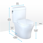 TOTO MS436124CEMFGN#01 Aquia IV Cube Two-Piece Elongated Dual Flush 1.28 and 0.9 GPF Universal Height Toilet with CEFIONTECT, WASHLET+ Ready, Cotton White - view 2