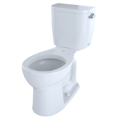 TOTO CST243EFR#01 Entrada Two-Piece Round 1.28 GPF Universal Height Toilet with Right-Hand Trip Lever, Cotton White
