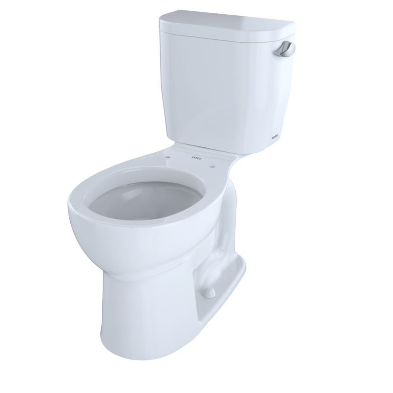 TOTO CST243EFR#01 Entrada Two-Piece Round 1.28 GPF Universal Height Toilet with Right-Hand Trip Lever, Cotton White