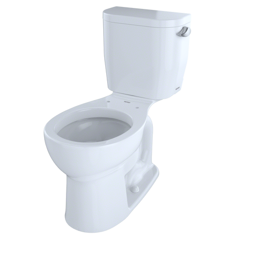 TOTO CST243EFR#01 Entrada Two-Piece Round 1.28 GPF Universal Height Toilet with Right-Hand Trip Lever, Cotton White