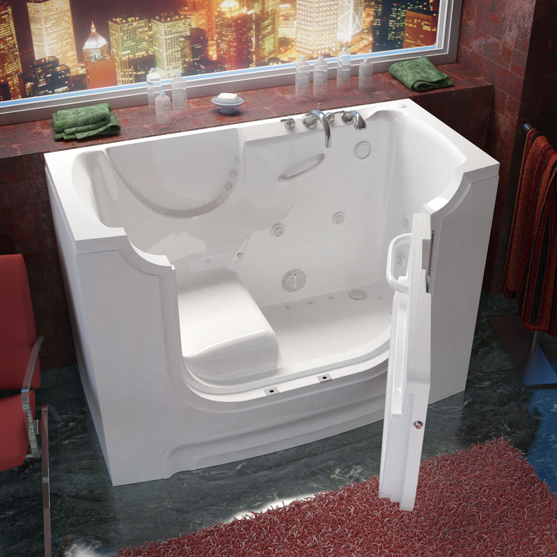 Meditub A3060WCARWD Wheel Chair Accessible 30 x 60 Right Drain White Whirlpool & Air Jetted Wheelchair Accessible Bathtub