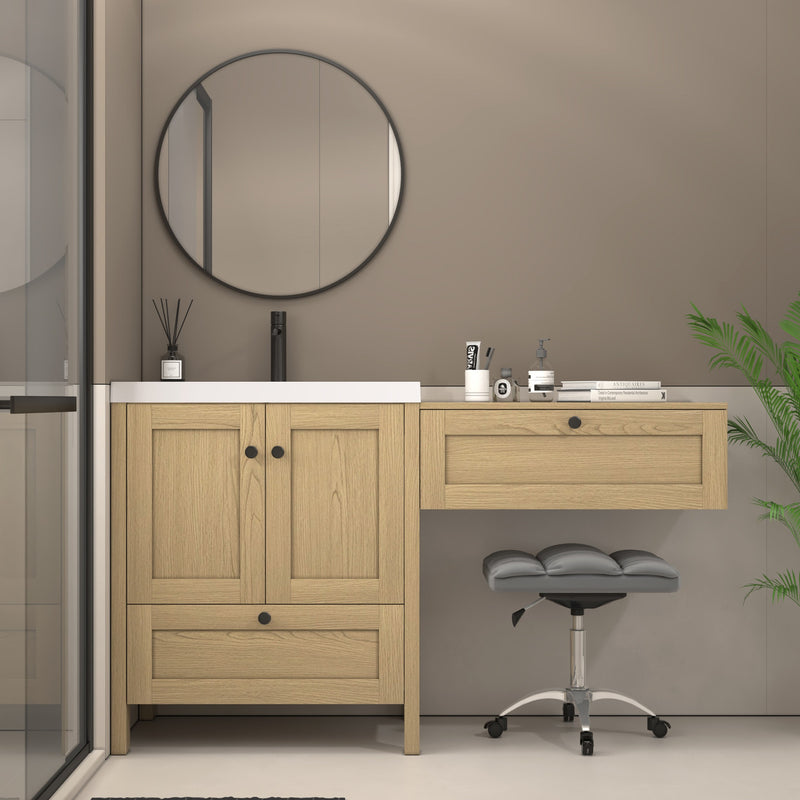 Moreno Bath NOVA-30+S30 Nova 60" Freestanding Bathroom Vanity with Sink Top and Floating Makeup Counter Table - view 3