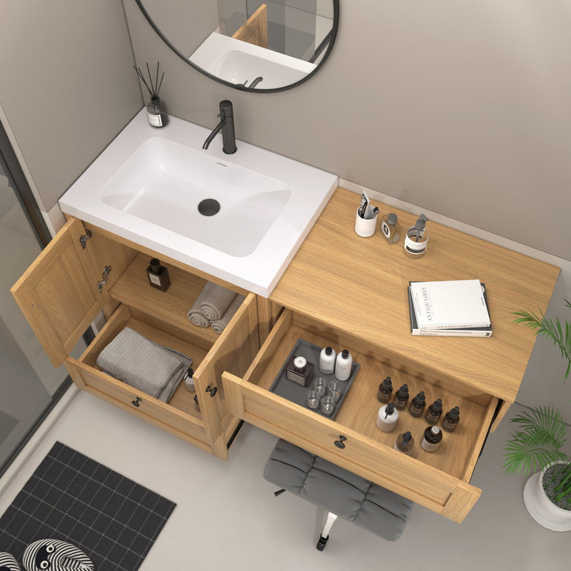 Moreno Bath NOVA-30+S30 Nova 60" Freestanding Bathroom Vanity with Sink Top and Floating Makeup Counter Table - view 10